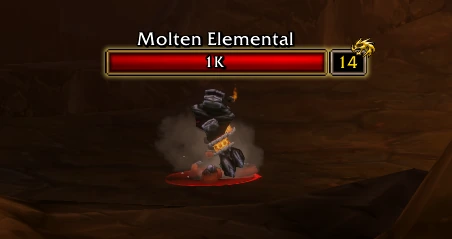 A Molten Elemental nameplate in the WoW Forever Style